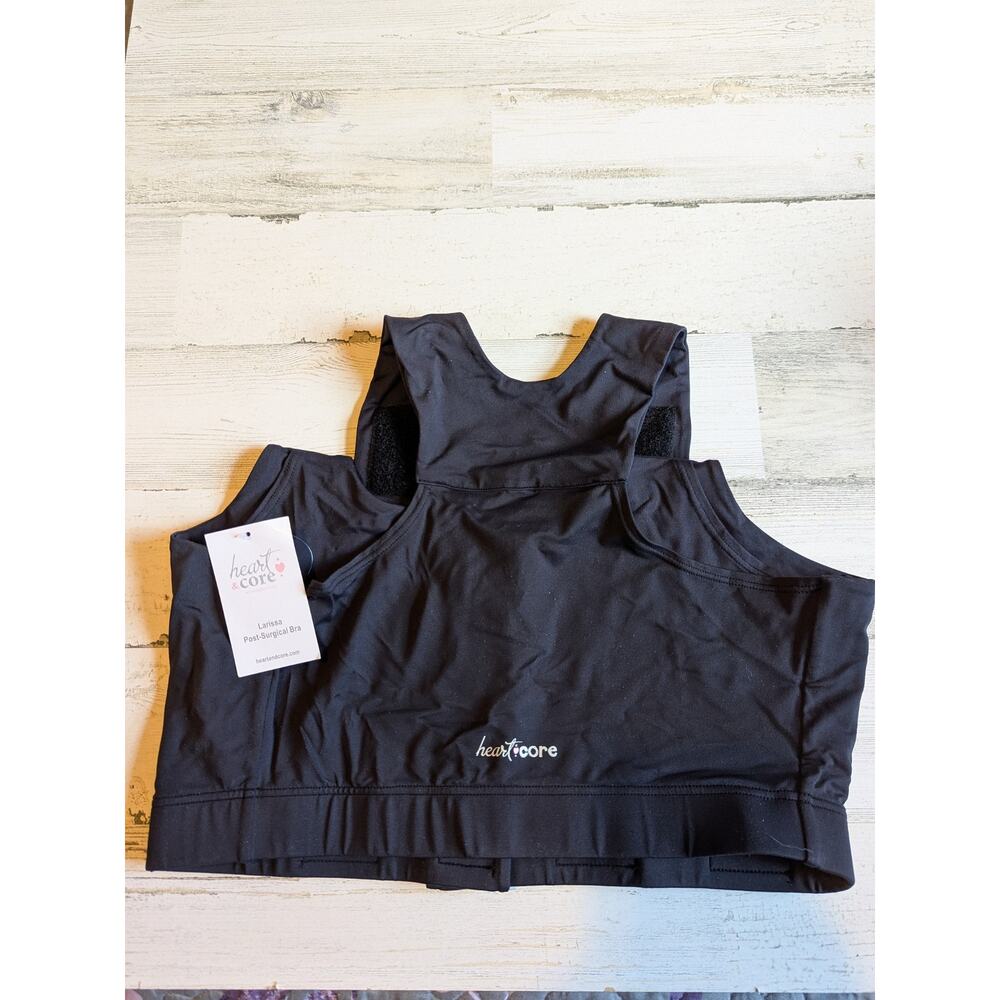 Heart & Core Women's Serena Black Post-Surgical Bra XXL No Puffs NEW - Picture 7 of 9